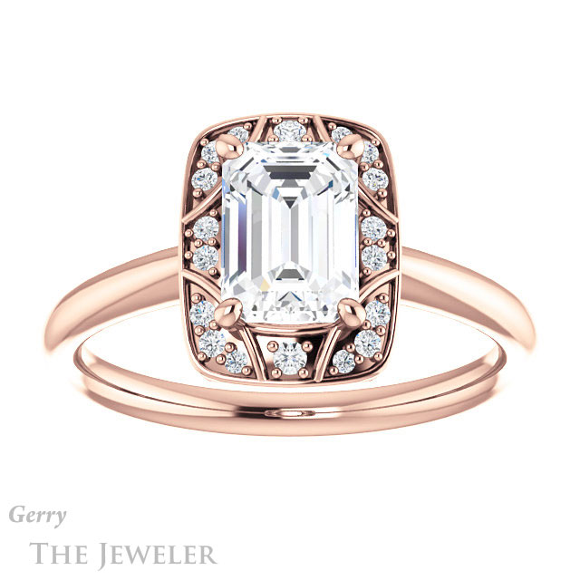 Emerald Cut Forever Brilliant Moissanite Engagement Ring #GTJ1020-emerald-fb-r