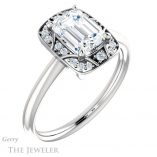 Emerald Cut Forever One Moissanite Engagement Ring #GTJ1020-emerald-fb-w 4 Emerald Cut Forever Brilliant Moissanite Engagement Ring #GTJ1020-emerald-fb-w