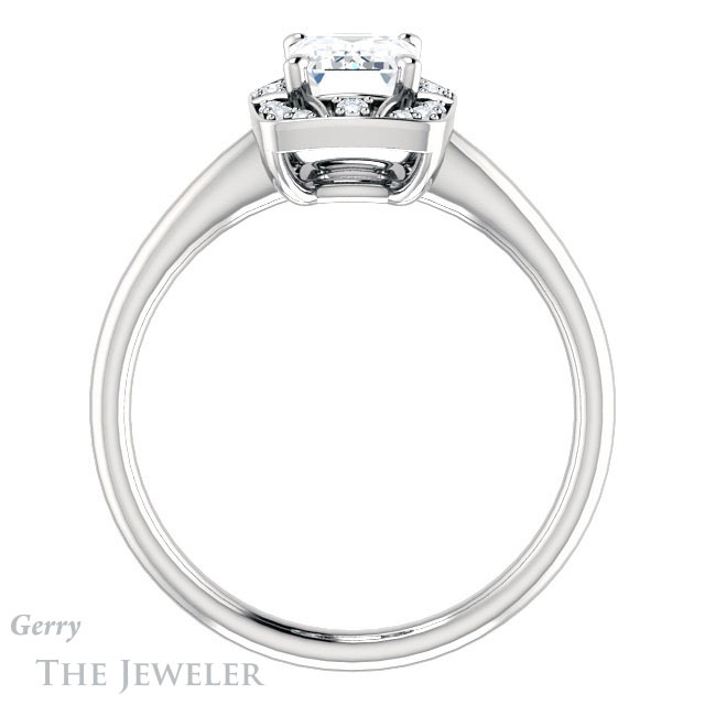 Emerald Cut Forever One Moissanite Engagement Ring #GTJ1020-emerald-fb-w 2 Emerald Cut Forever Brilliant Moissanite Engagement Ring #GTJ1020-emerald-fb-w