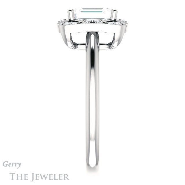 Emerald Cut Forever One Moissanite Engagement Ring #GTJ1020-emerald-fb-w 3 Emerald Cut Forever Brilliant Moissanite Engagement Ring #GTJ1020-emerald-fb-w