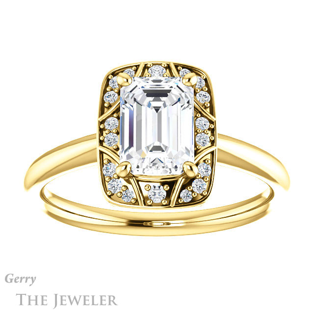Emerald Cut Forever Brilliant Moissanite Engagement Ring #GTJ1020-emerald-fb-y
