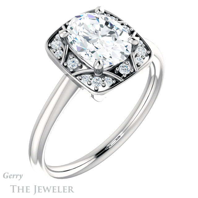 Oval Shaped Forever One Moissanite Engagement Ring #GTJ1020-oval-fo-w 4 Oval Shaped Forever One Moissanite Engagement Ring #GTJ1020-oval-fo-w