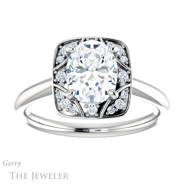 Oval Shaped Forever One Moissanite Engagement Ring #GTJ1020-oval-fo-w 1 Oval Shaped Forever One Moissanite Engagement Ring #GTJ1020-oval-fo-w