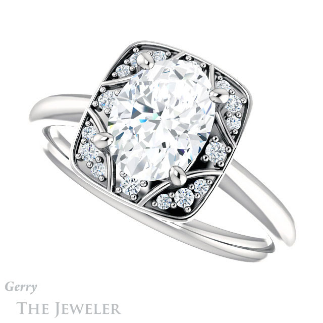 Oval Shaped Forever One Moissanite Engagement Ring #GTJ1020-oval-fo-w 5 Oval Shaped Forever One Moissanite Engagement Ring #GTJ1020-oval-fo-w