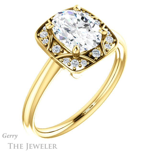 Oval Shaped Forever One Moissanite Engagement Ring #GTJ1020-oval-fo-y 4 Oval Shaped Forever One Moissanite Engagement Ring #GTJ1020-oval-fo-y