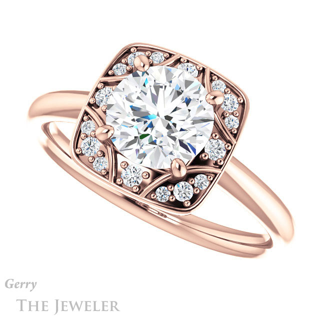 Round Cut Forever One Moissanite Engagement Ring #GTJ1020-round-fo-r 5 Round Cut Forever One Moissanite Engagement Ring #GTJ1020-round-fo-r