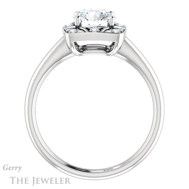 Round Cut Forever One Moissanite Engagement Ring #GTJ1020-round-fo-w