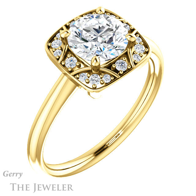 Round Cut Forever One Moissanite Engagement Ring #GTJ1020-round-fo-y 4 Round Cut Forever One Moissanite Engagement Ring #GTJ1020-round-fo-y