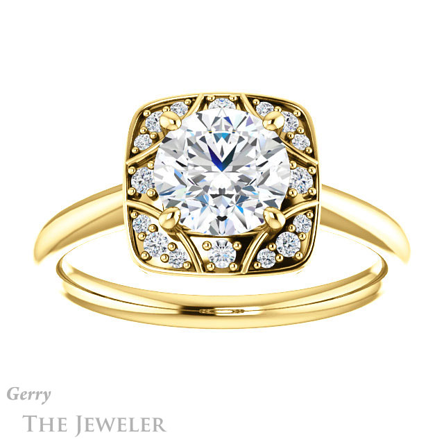 Round Cut Forever One Moissanite Engagement Ring #GTJ1020-round-fo-y 1 Round Cut Forever One Moissanite Engagement Ring #GTJ1020-round-fo-y