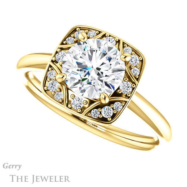 Round Cut Forever One Moissanite Engagement Ring #GTJ1020-round-fo-y 5 Round Cut Forever One Moissanite Engagement Ring #GTJ1020-round-fo-y