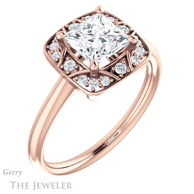 Princess Cut Forever One Moissanite Engagement Ring #GTJ1020-square-fo-r 4 Princess Cut Forever One Moissanite Engagement Ring #GTJ1020-square-fo-r