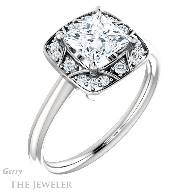 Princess Cut Forever One Moissanite Engagement Ring #GTJ1020-square-fo-w