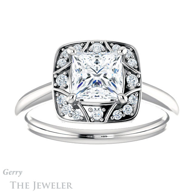 Princess Cut Forever One Moissanite Engagement Ring #GTJ1020-square-fo-w