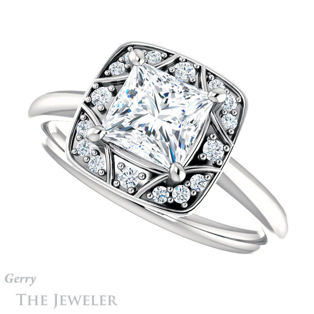 Princess Cut Forever One Moissanite Engagement Ring #GTJ1020-square-fo-w