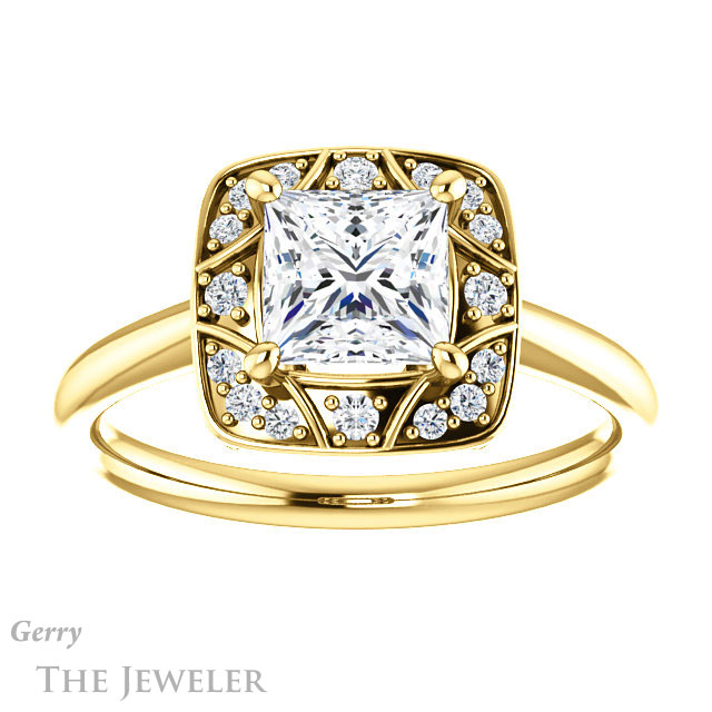 Princess Cut Forever One Moissanite Engagement Ring #GTJ1020-square-fo-y