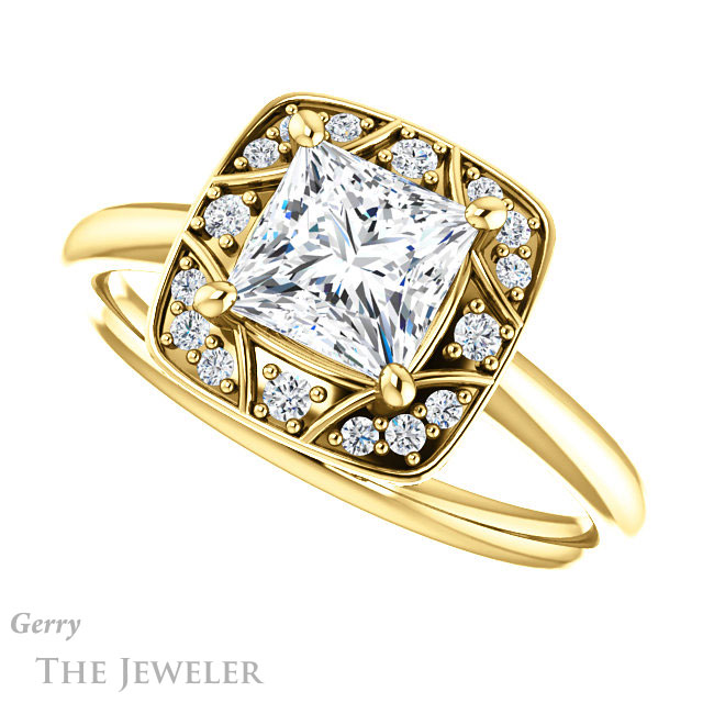 Princess Cut Forever One Moissanite Engagement Ring #GTJ1020-square-fo-y