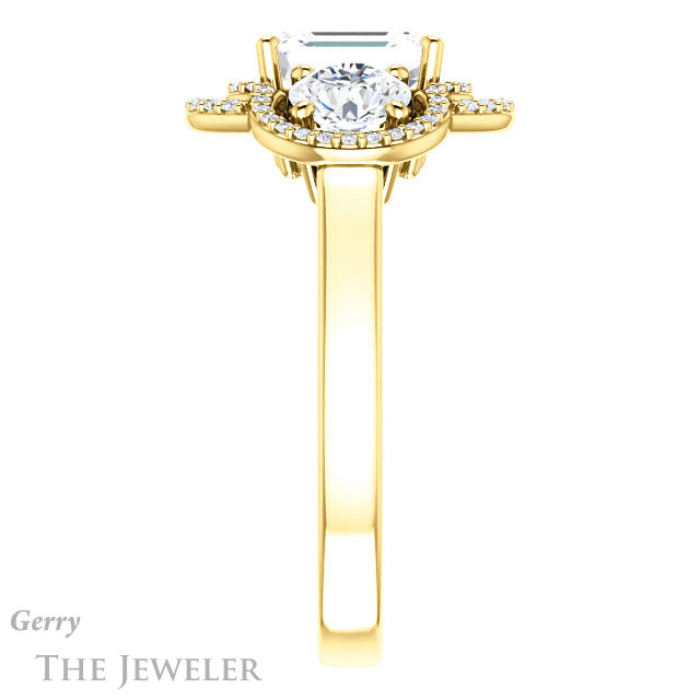 Emerald Cut Forever One Moissanite Engagement Ring #GTJ1021-emerald-fb-y | Gerry The Jeweler Emerald Cut Forever Brilliant Moissanite Engagement Ring #GTJ1021-emerald-fb-y