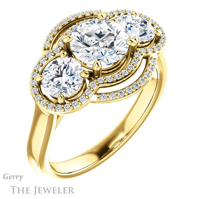 Round Cut Forever One Moissanite Engagement Ring #GTJ1021-round-fo-y | Gerry The Jeweler Round Cut Forever One Moissanite Engagement Ring #GTJ1021-round-fo-y