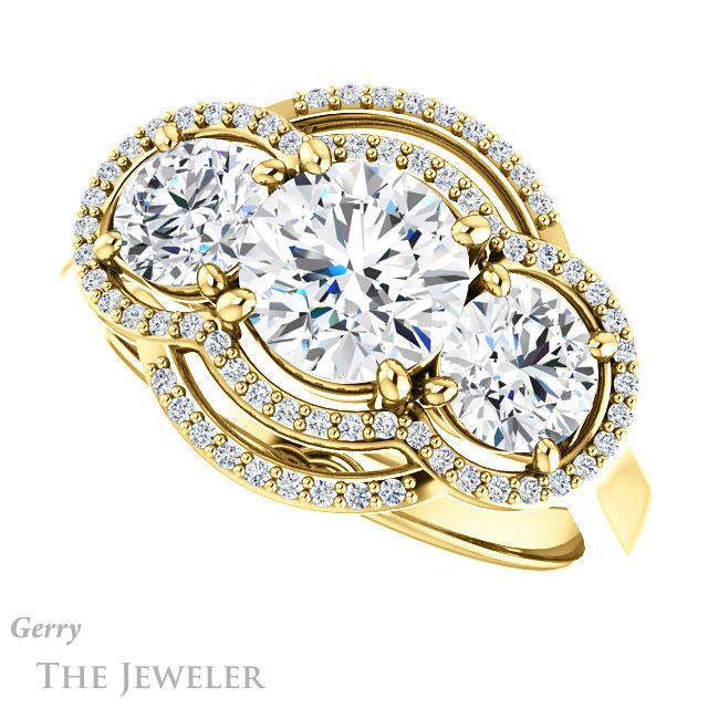 Round Cut Forever One Moissanite Engagement Ring #GTJ1021-round-fo-y | Gerry The Jeweler Round Cut Forever One Moissanite Engagement Ring #GTJ1021-round-fo-y