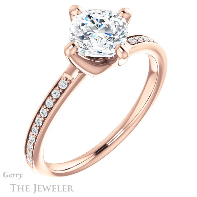Cushion Cut Forever One Moissanite Engagement Ring #GTJ1022-cushion-fo-r 4 Cushion Cut Forever One Moissanite Engagement Ring #GTJ1022-cushion-fo-r