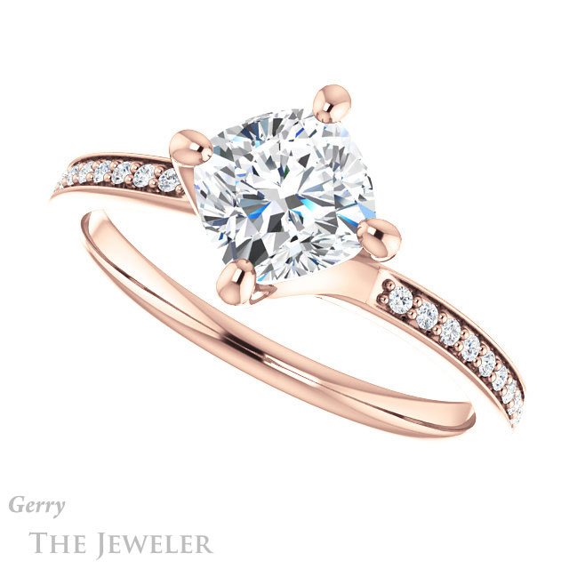 Cushion Cut Forever One Moissanite Engagement Ring #GTJ1022-cushion-fo-r 5 Cushion Cut Forever One Moissanite Engagement Ring #GTJ1022-cushion-fo-r