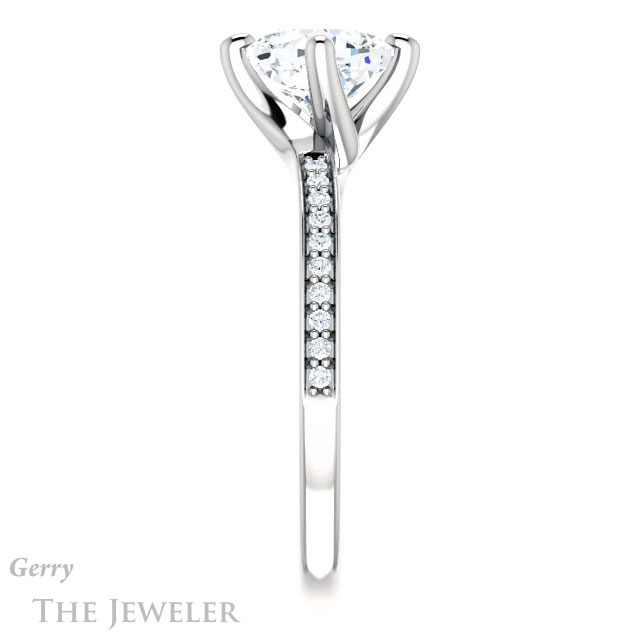 Cushion Cut Forever One Moissanite Engagement Ring #GTJ1022-cushion-fo-w 3 Cushion Cut Forever One Moissanite Engagement Ring #GTJ1022-cushion-fo-w