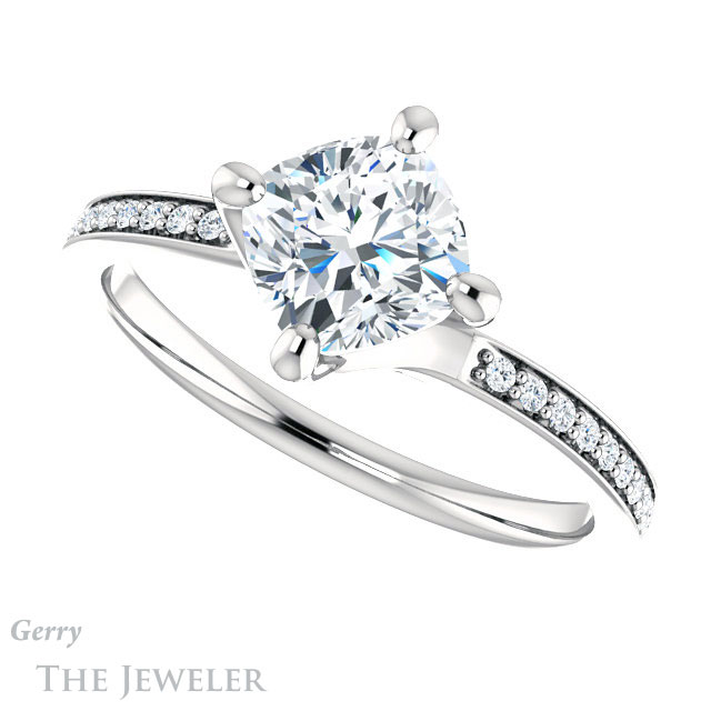 Cushion Cut Forever One Moissanite Engagement Ring #GTJ1022-cushion-fo-w 5 Cushion Cut Forever One Moissanite Engagement Ring #GTJ1022-cushion-fo-w
