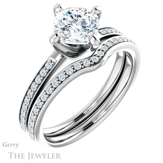 Cushion Cut Forever One Moissanite Engagement Ring #GTJ1022-cushion-fo-w 6 Cushion Cut Forever One Moissanite Engagement Ring #GTJ1022-cushion-fo-w