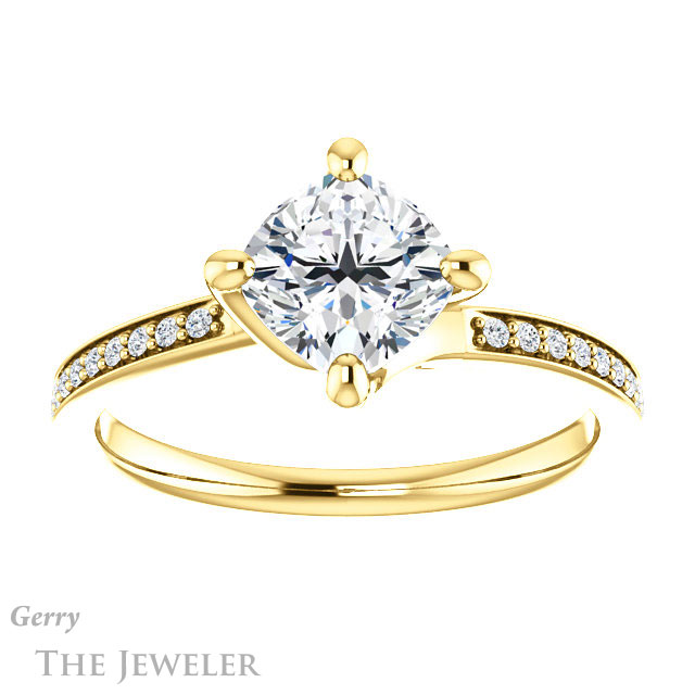 Cushion Cut Forever One Moissanite Engagement Ring #GTJ1022-cushion-fo-y