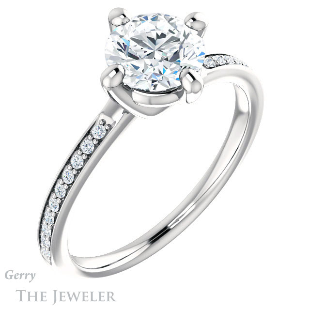 Round Cut Forever One Moissanite Engagement Ring #GTJ1022-round-fo-w 4 Round Cut Forever One Moissanite Engagement Ring #GTJ1022-round-fo-w