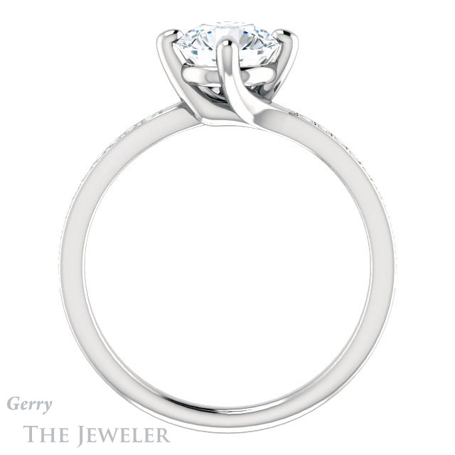 Round Cut Forever One Moissanite Engagement Ring #GTJ1022-round-fo-w