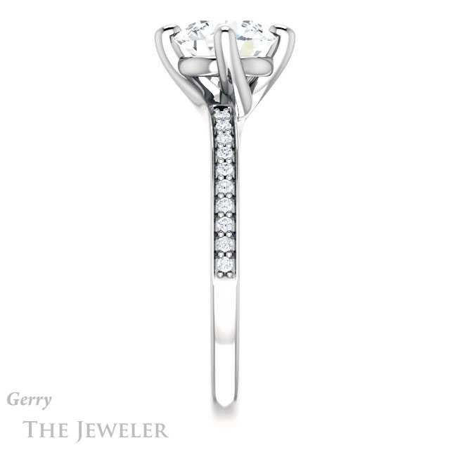 Round Cut Forever One Moissanite Engagement Ring #GTJ1022-round-fo-w 3 Round Cut Forever One Moissanite Engagement Ring #GTJ1022-round-fo-w