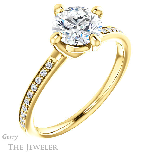 Round Cut Forever One Moissanite Engagement Ring #GTJ1022-round-fo-y 4 Round Cut Forever One Moissanite Engagement Ring #GTJ1022-round-fo-y