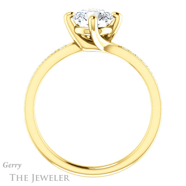 Round Cut Forever One Moissanite Engagement Ring #GTJ1022-round-fo-y