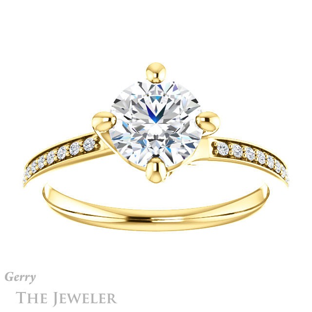 Round Cut Forever One Moissanite Engagement Ring #GTJ1022-round-fo-y