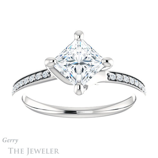 Princess Cut Forever One Moissanite Engagement Ring #GTJ1022-square-fo-w