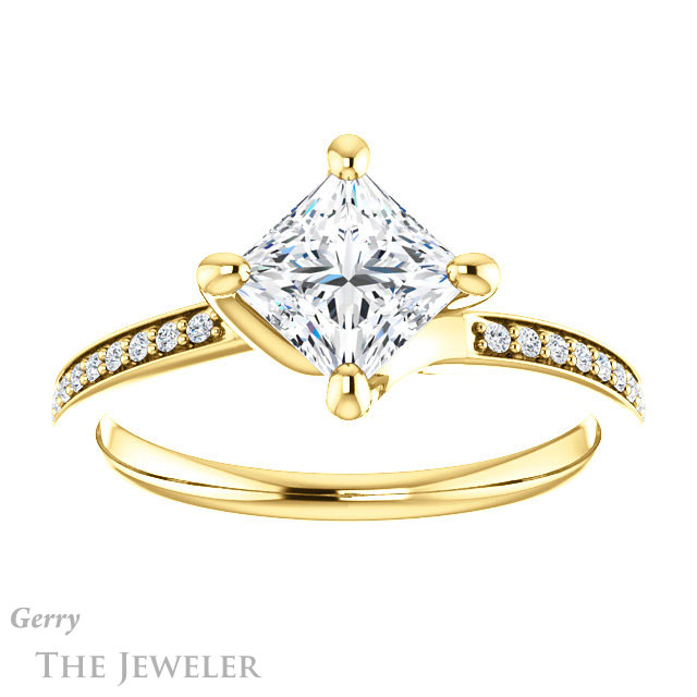 Princess Cut Forever One Moissanite Engagement Ring #GTJ1022-square-fo-y