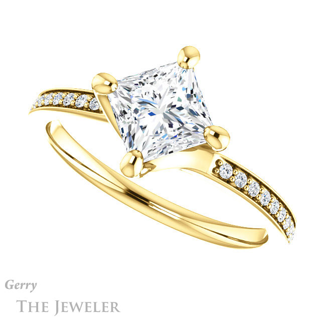 Princess Cut Forever One Moissanite Engagement Ring #GTJ1022-square-fo-y