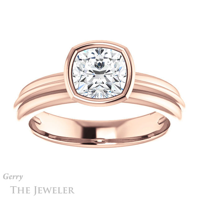 Cushion Cut Forever One Moissanite Engagement Ring #GTJ1023-cushion-fo-r