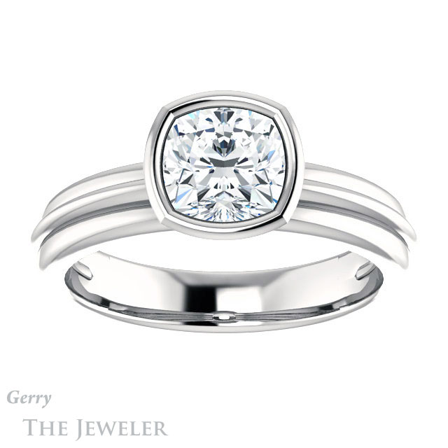 Cushion Cut Forever One Moissanite Engagement Ring #GTJ1023-cushion-fo-w