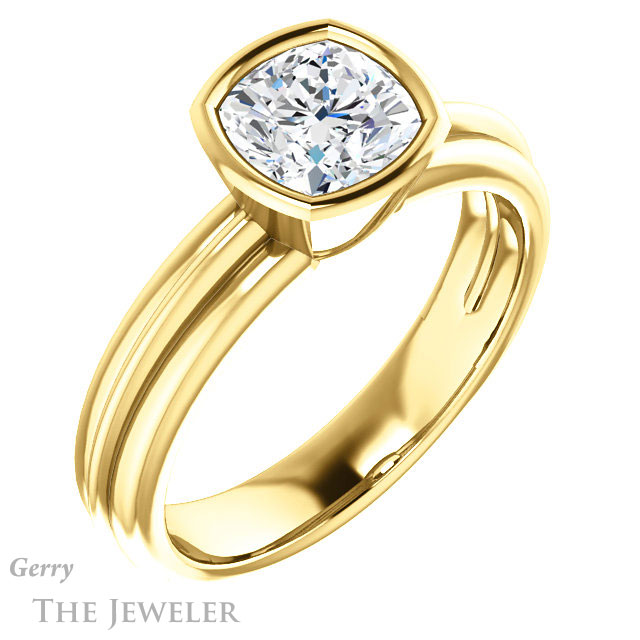 Cushion Cut Forever One Moissanite Engagement Ring #GTJ1023-cushion-fo-y