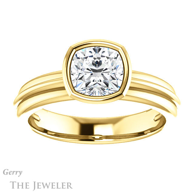 Cushion Cut Forever One Moissanite Engagement Ring #GTJ1023-cushion-fo-y