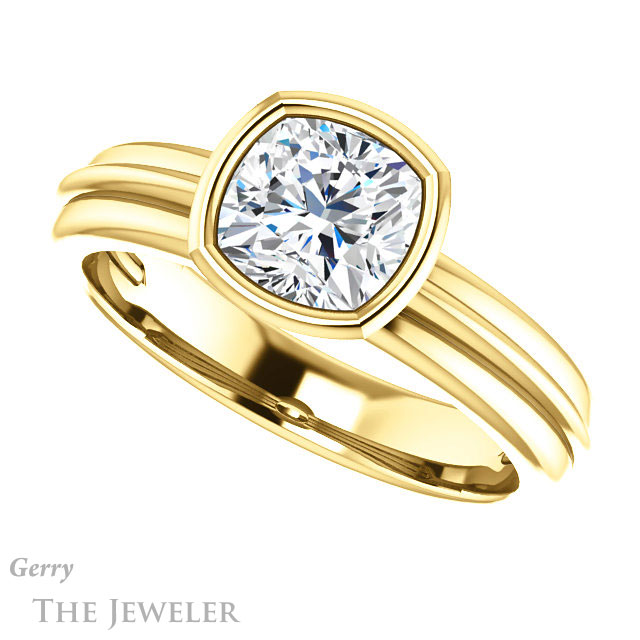 Cushion Cut Forever One Moissanite Engagement Ring #GTJ1023-cushion-fo-y
