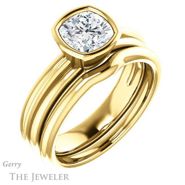 Cushion Cut Forever One Moissanite Engagement Ring #GTJ1023-cushion-fo-y