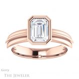 Emerald Cut Forever One Moissanite Engagement Ring #GTJ1023-emerald-fb-r 1 Emerald Cut Forever Brilliant Moissanite Engagement Ring #GTJ1023-emerald-fb-r