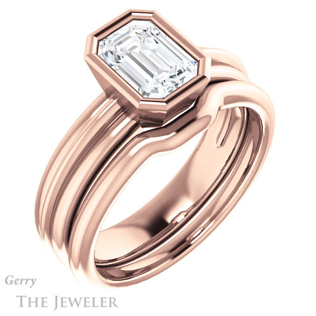 Emerald Cut Forever One Moissanite Engagement Ring #GTJ1023-emerald-fb-r 6 Emerald Cut Forever Brilliant Moissanite Engagement Ring #GTJ1023-emerald-fb-r