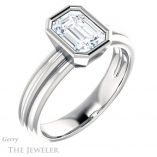 Emerald Cut Forever Brilliant Moissanite Engagement Ring #GTJ1023-emerald-fb-w