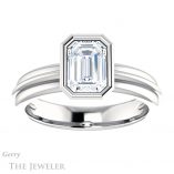 Emerald Cut Forever Brilliant Moissanite Engagement Ring #GTJ1023-emerald-fb-w