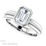 Emerald Cut Forever Brilliant Moissanite Engagement Ring #GTJ1023-emerald-fb-w