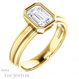 Emerald Cut Forever One Moissanite Engagement Ring #GTJ1023-emerald-fb-y 4 Emerald Cut Forever Brilliant Moissanite Engagement Ring #GTJ1023-emerald-fb-y